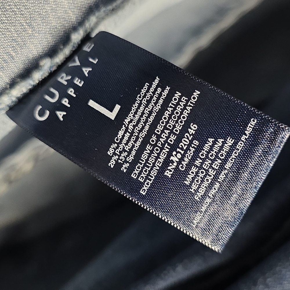 Curve Appeal Braided Denim Jacket, Light Wash - Picture 7 of 7